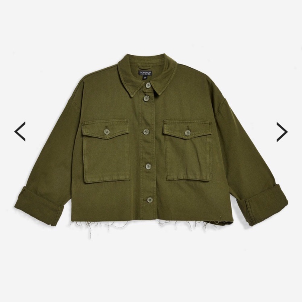 Army Green Topshop Utility Cropped Jacket